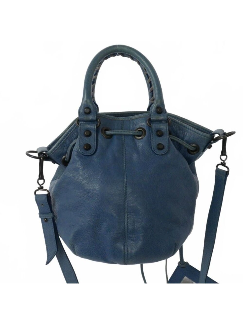 Balenciaga Classic Mini Pom Leather 2-Way Shoulder Bag Blue - Picture 3 of 7